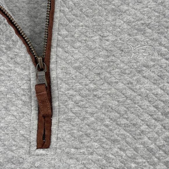 Southern Tide Men's Quarter Zip Pullover Sweatshirt Size S Gray Diamond Quilted - Picture 8 of 12